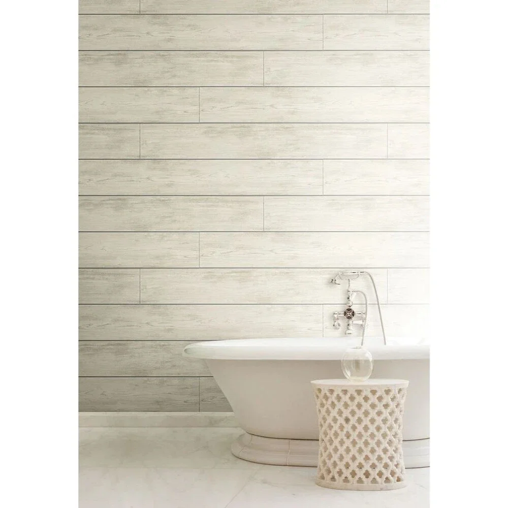 MAGNOLIA HOME Joanna Gaines Prepasted Wallpaper 56 sq ft Shiplap Warm Gray Cream